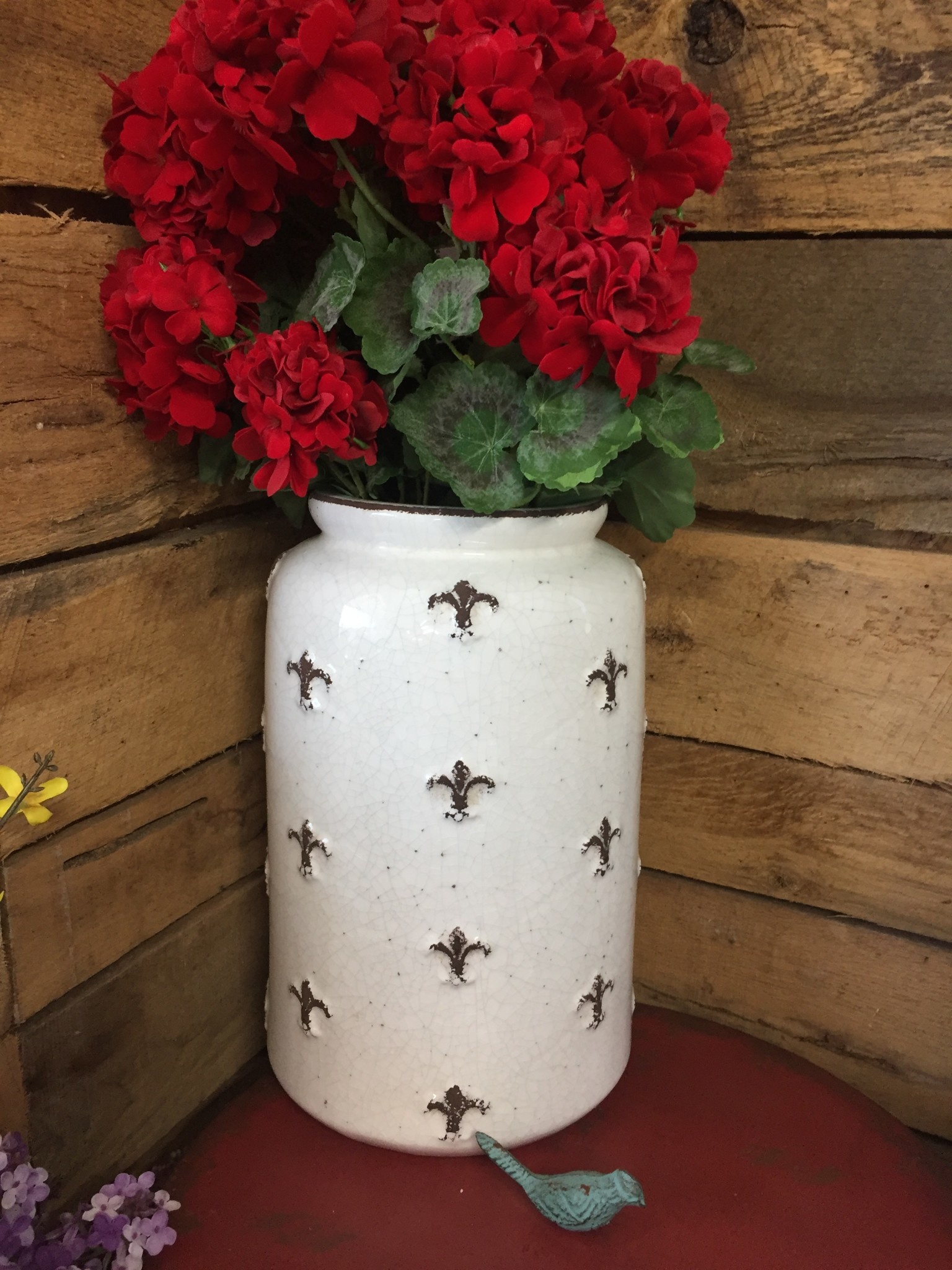 Ceramic Fleur De Lis Round Jug 14.75" Down South, Inc.