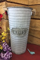 Metal Ribbed Garden Bucket w/Rope Handles-Medium