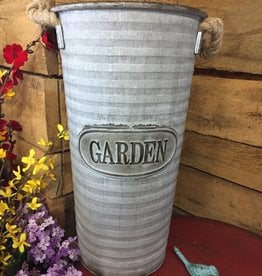 Metal Ribbed Garden Bucket w/Rope Handles-Medium