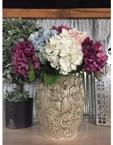 Gray Ceramic Art Deco Style Vase 12"