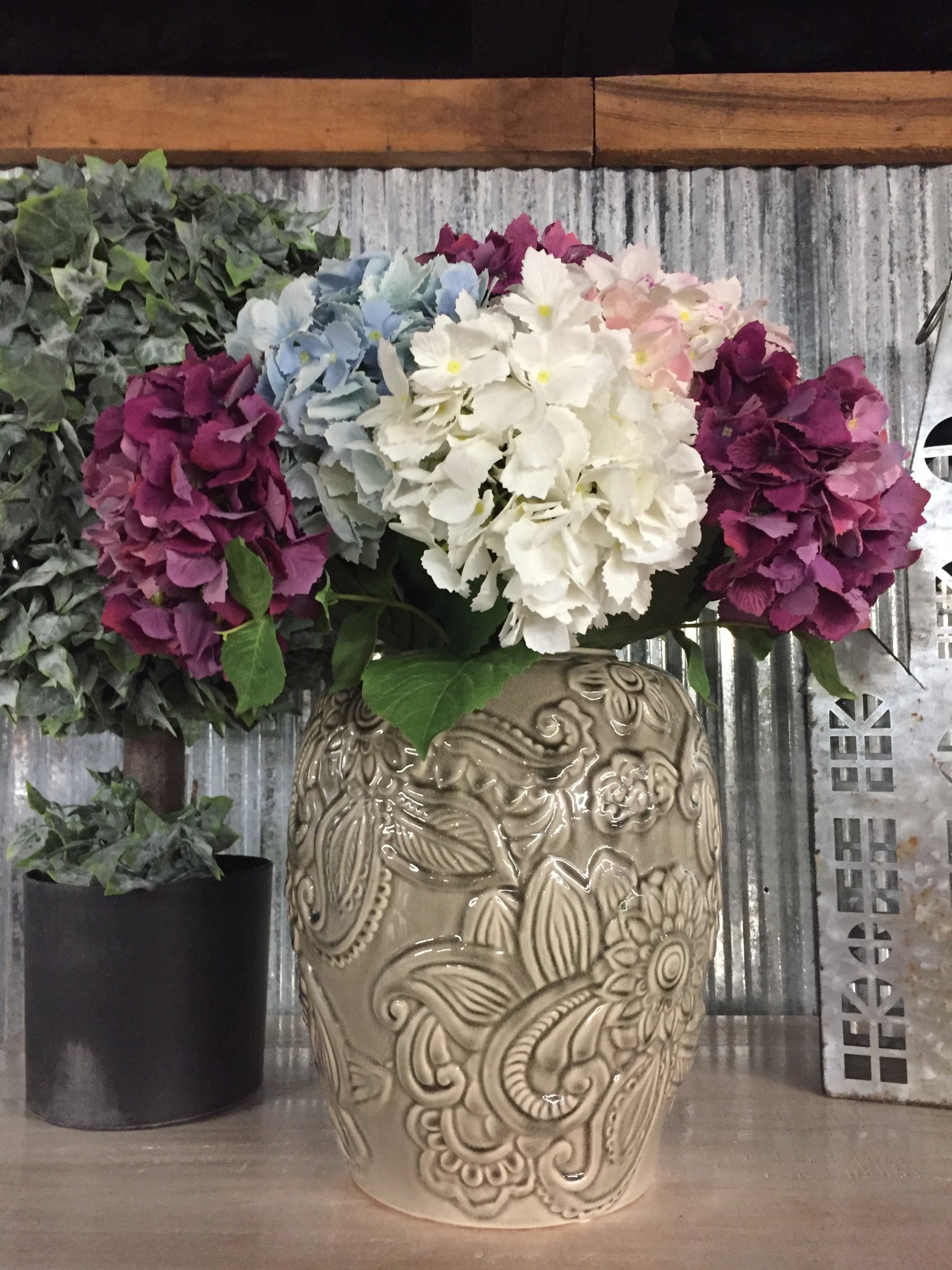 Gray Ceramic Art Deco Style Vase 12"