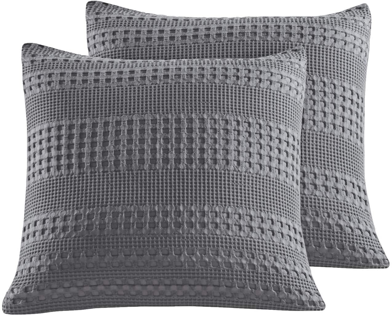Gray Waffle Weave Euro Sham
