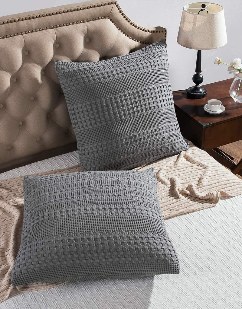 Gray Waffle Weave Euro Sham