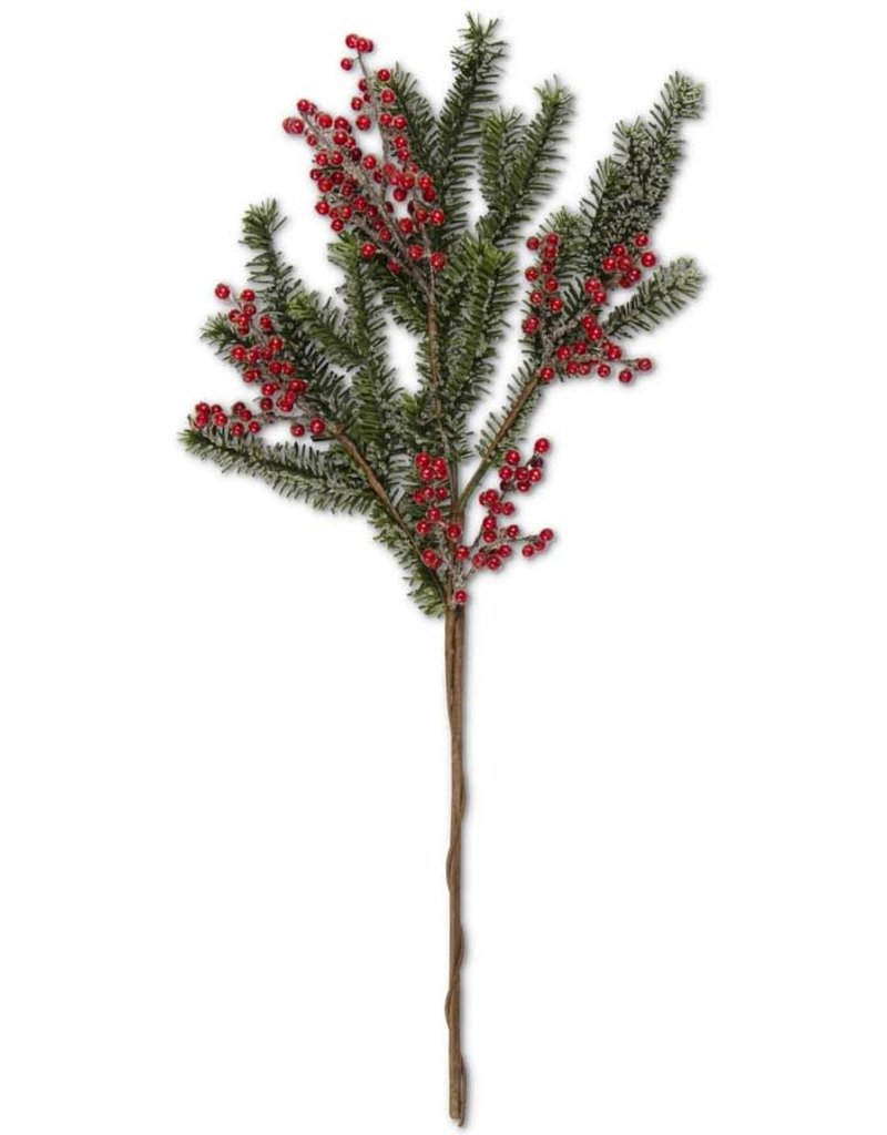Iced Pine and Berry Stem 28" L