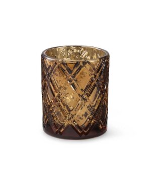 3.5" Copper Mercury Glass with Criss Cross Pattern