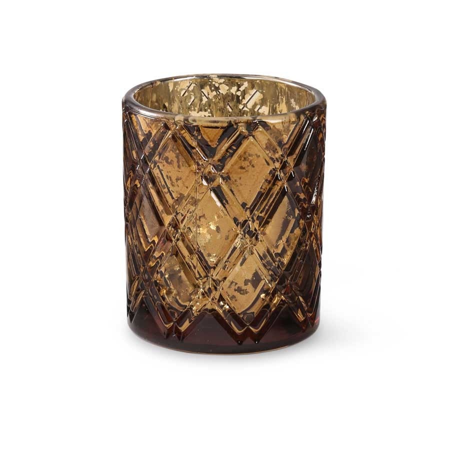 3.5" Copper Mercury Glass with Criss Cross Pattern