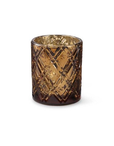 3.5" Copper Mercury Glass with Criss Cross Pattern