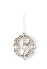 6" Champagne Filigree Wire Ornament w/ Pearls