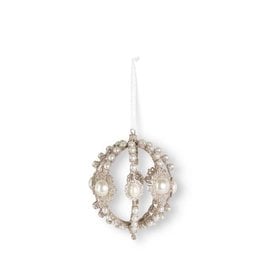6" Champagne Filigree Wire Ornament w/ Pearls