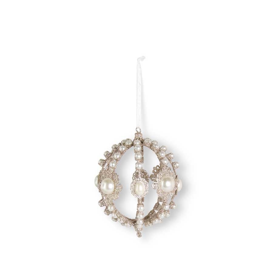 6" Champagne Filigree Wire Ornament w/ Pearls