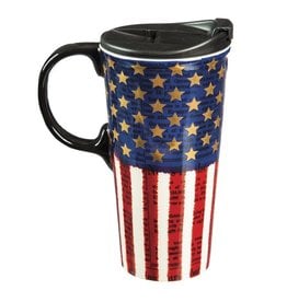 Ceramic Travel Cup w/ metallic accents, 17 OZ, Liberty