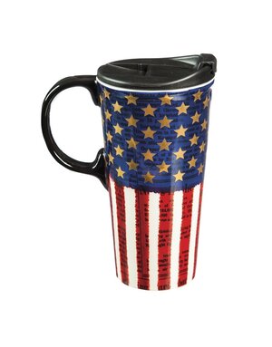 Ceramic Travel Cup w/ metallic accents, 17 OZ, Liberty