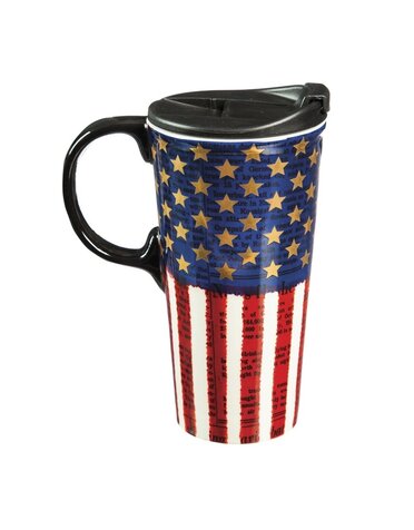 Ceramic Travel Cup w/ metallic accents, 17 OZ, Liberty