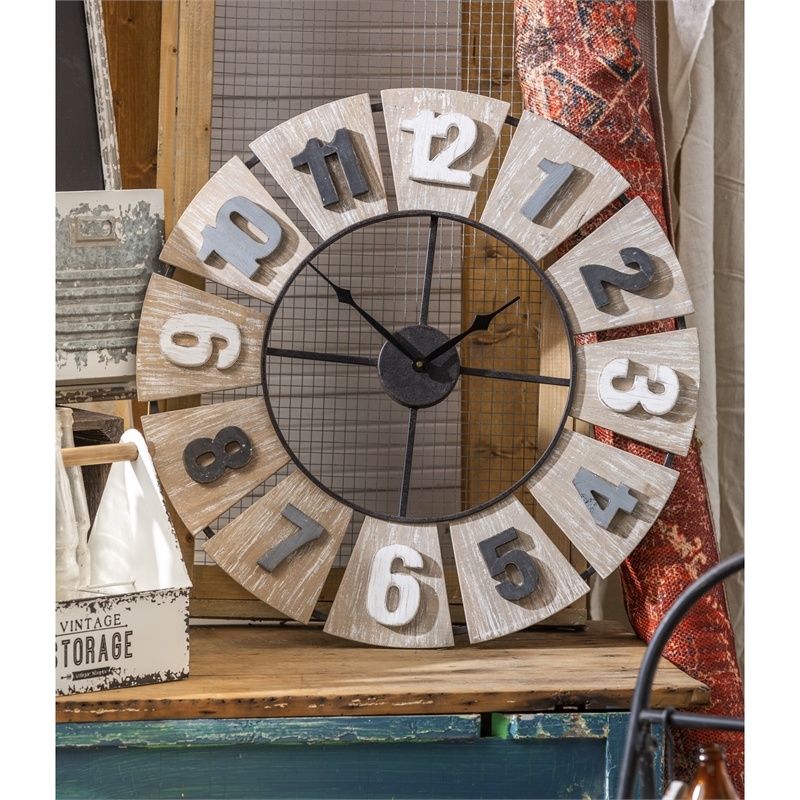Wood and Metal Wall Clock