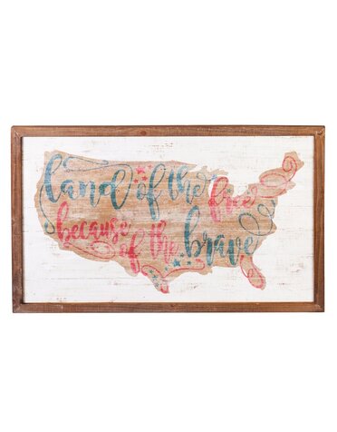 Land of the Free Because of the Brave American Flag Wall Décor