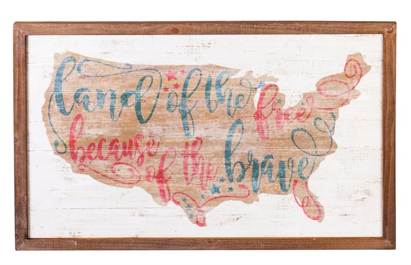 Land of the Free Because of the Brave American Flag Wall Décor