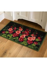 Indoor/Outdoor Hooked Rug, Hollyhocks 42"x24''