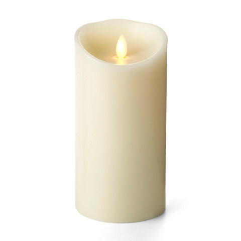 LED Wax Pillar candle with Moving Wick and Timer Function, Ivory