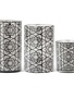 K & K Interiors Set of 3 Glass Black Filigree Patterned Candleholders