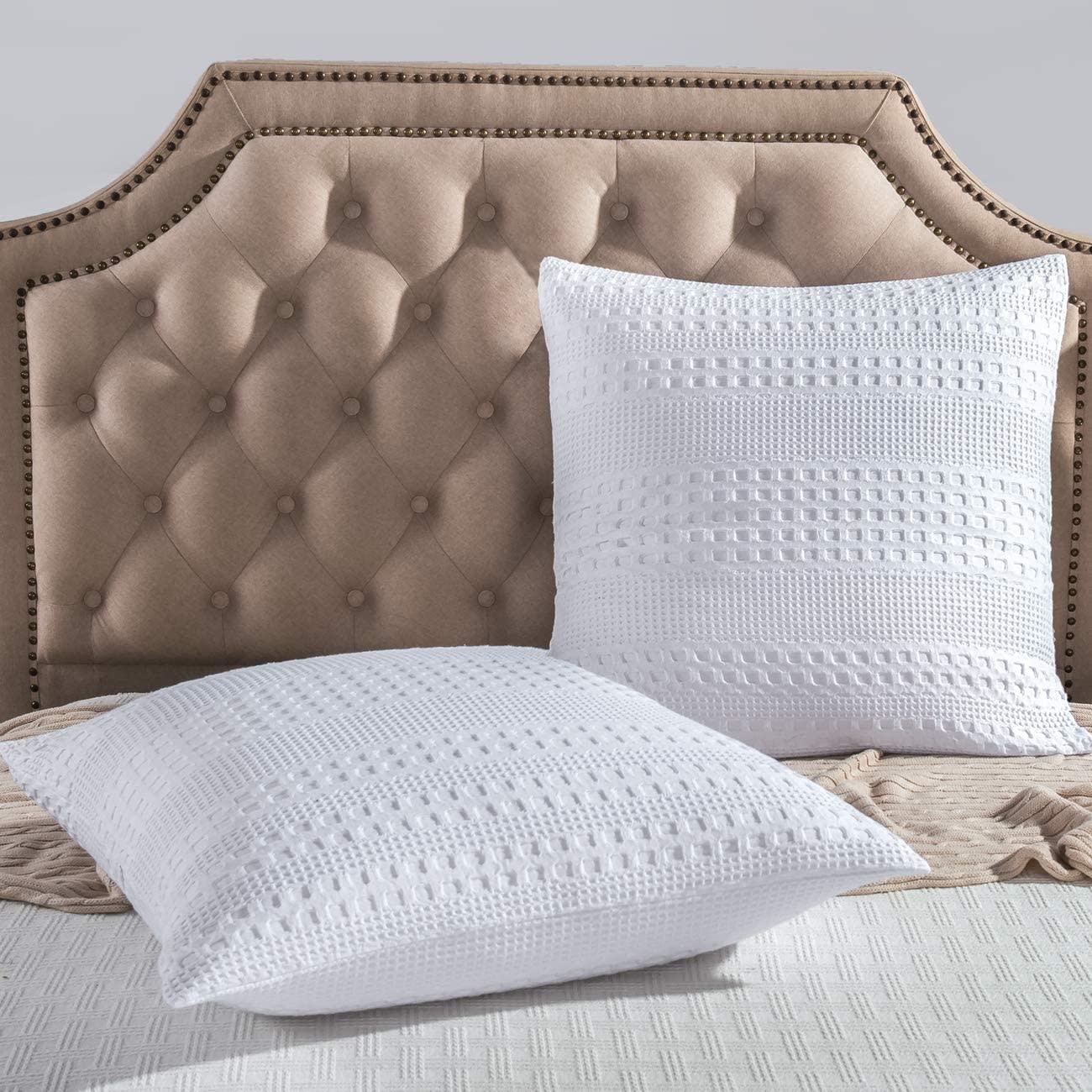 White Waffle Weave Euro Sham
