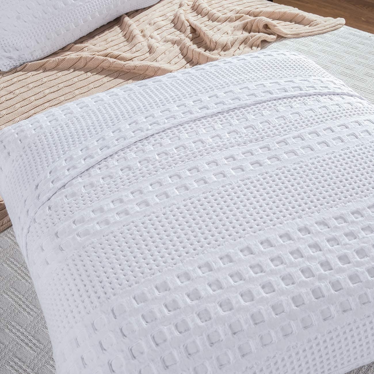 White Waffle Weave Euro Sham