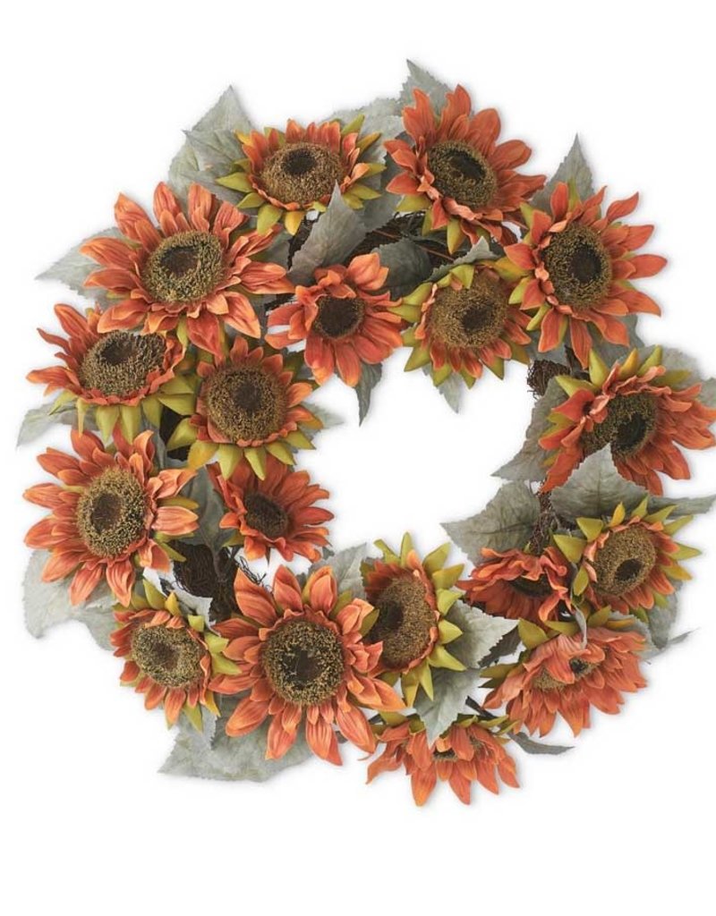 24" Rust Orange Sunflower Wreath