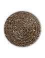 15" Round Brown and Aqua Trim Feather Coaster