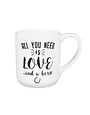 Ceramic Cup, 10 OZ, with Ornament/Coaster Gift Set, All you need is love...and a horse