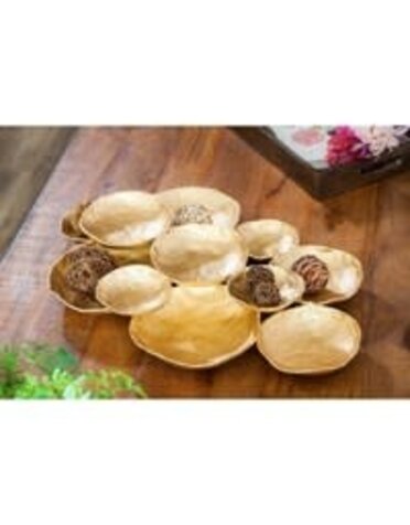 Casted aluminum disc bowl with gold finish