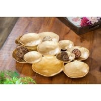 Casted aluminum disc bowl with gold finish