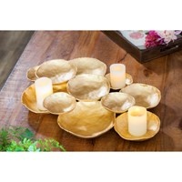 Casted aluminum disc bowl with gold finish