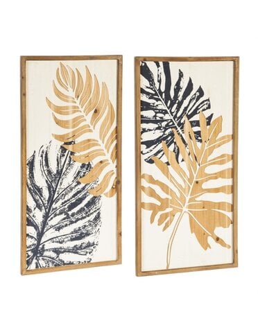Carved Wood Floral Décor Set of 2