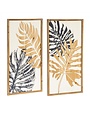 Carved Wood Floral Décor Set of 2