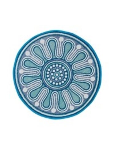 4' Indoor/Outdoor Round Rug Blue