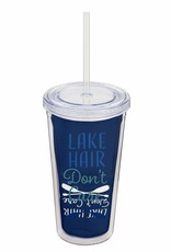 Lake Hair Don't Care, Insulated tumbler with straw and cap