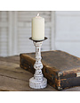 Wood Pillar Candle Holder w/ Round Base