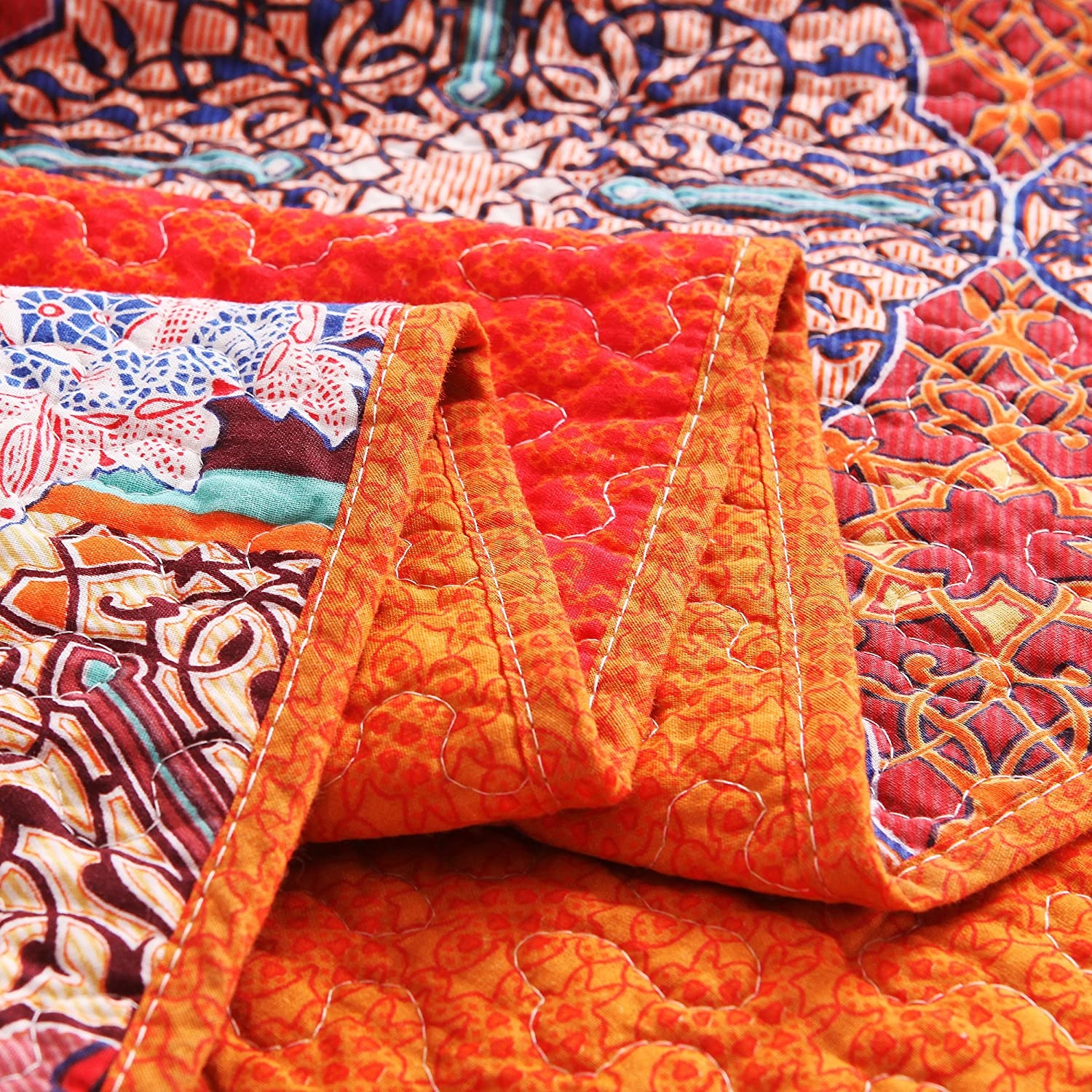 Rich Printed Boho 3 PC Quilt Set - Queen