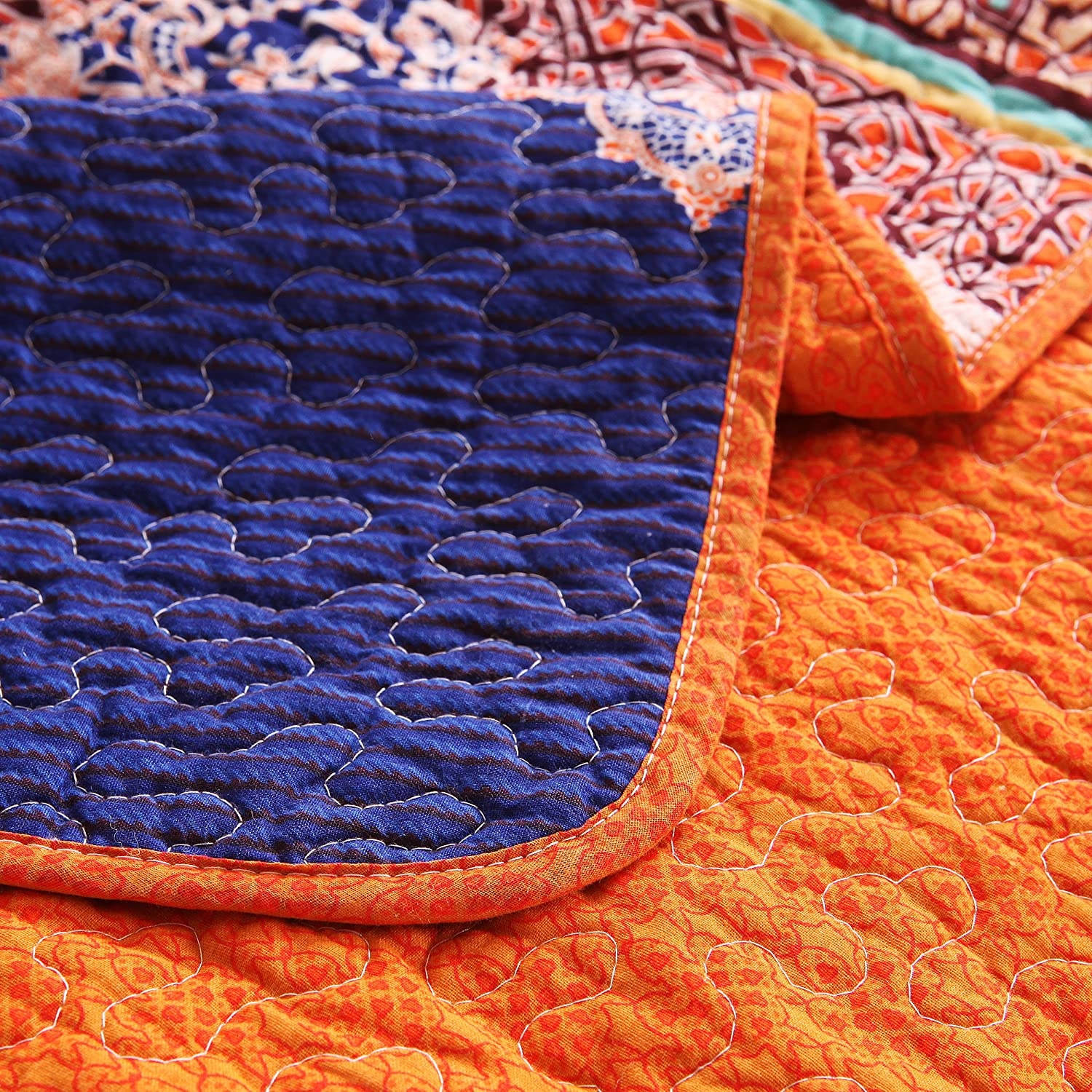 Rich Printed Boho 3 PC Quilt Set - Queen