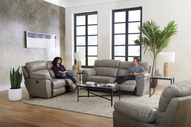 Jackson Furniture Costa Leather Lay Flat Recliner-Putty