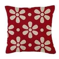 Hooked Pillow 18"x18" Daisy Chain Red