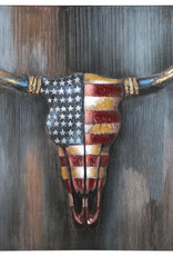 Large Canvas US Flag Cowskull Canvas 37X37