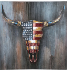 Large Canvas US Flag Cowskull Canvas 37X37