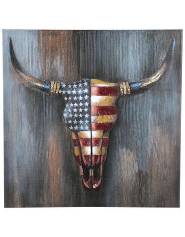 Large Canvas US Flag Cowskull Canvas 37X37