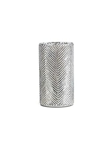 Mercury Glass Vase with Herringbone Pattern 11"