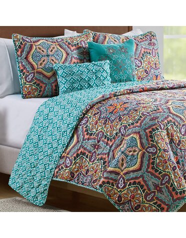 Yara Medallion 5 PC Quilt Set - King