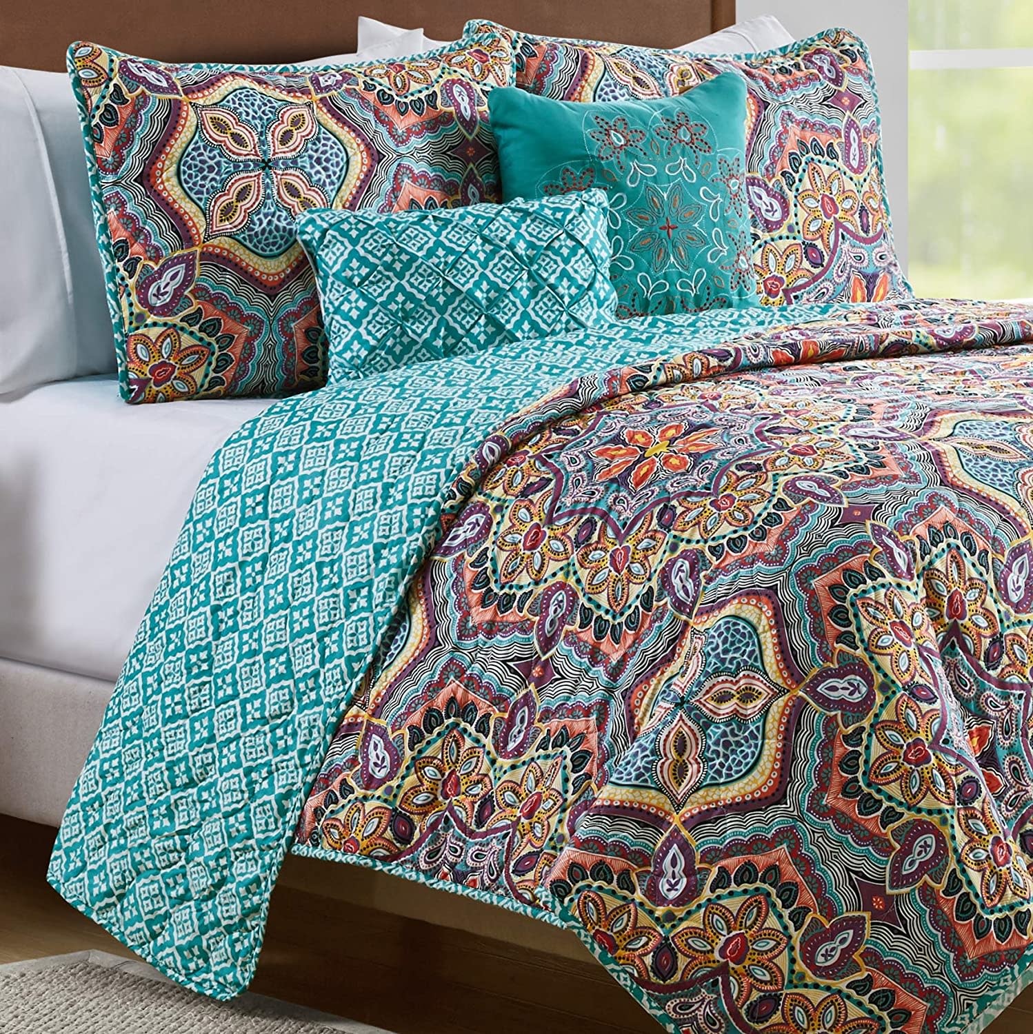 Yara Medallion 5 PC Quilt Set - King
