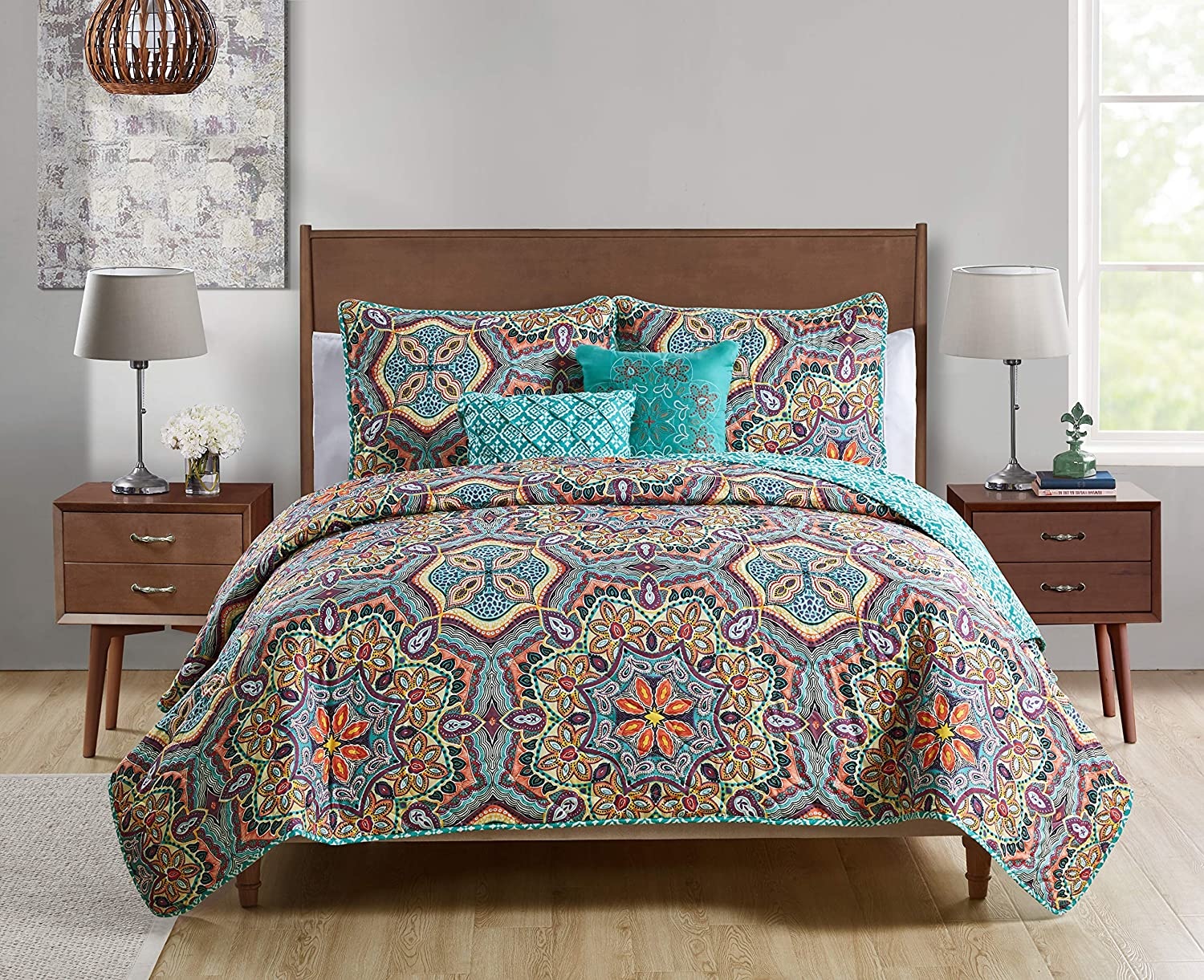 Yara Medallion 5 PC Quilt Set - King