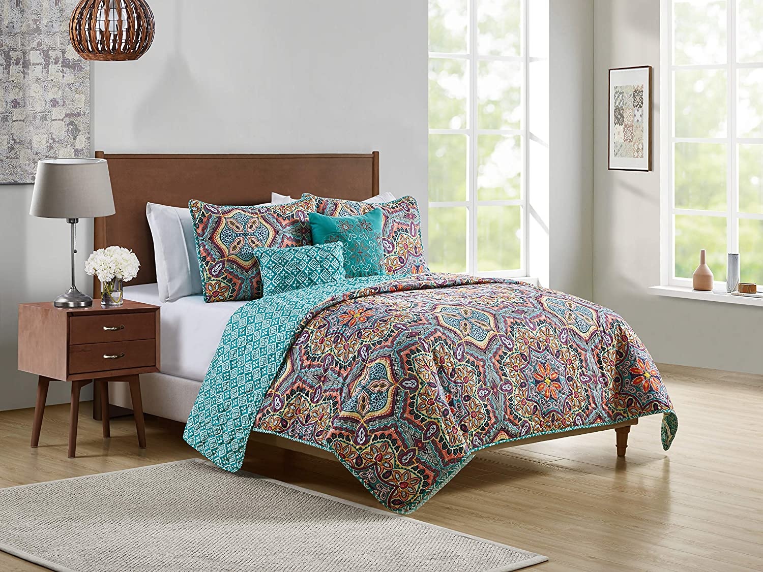 Yara Medallion 5 PC Quilt Set - King