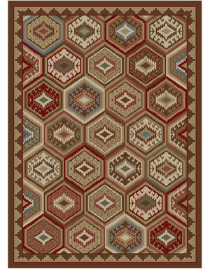 HEARTHSIDE LODGE QUILT BROWN 5X8 HS6748