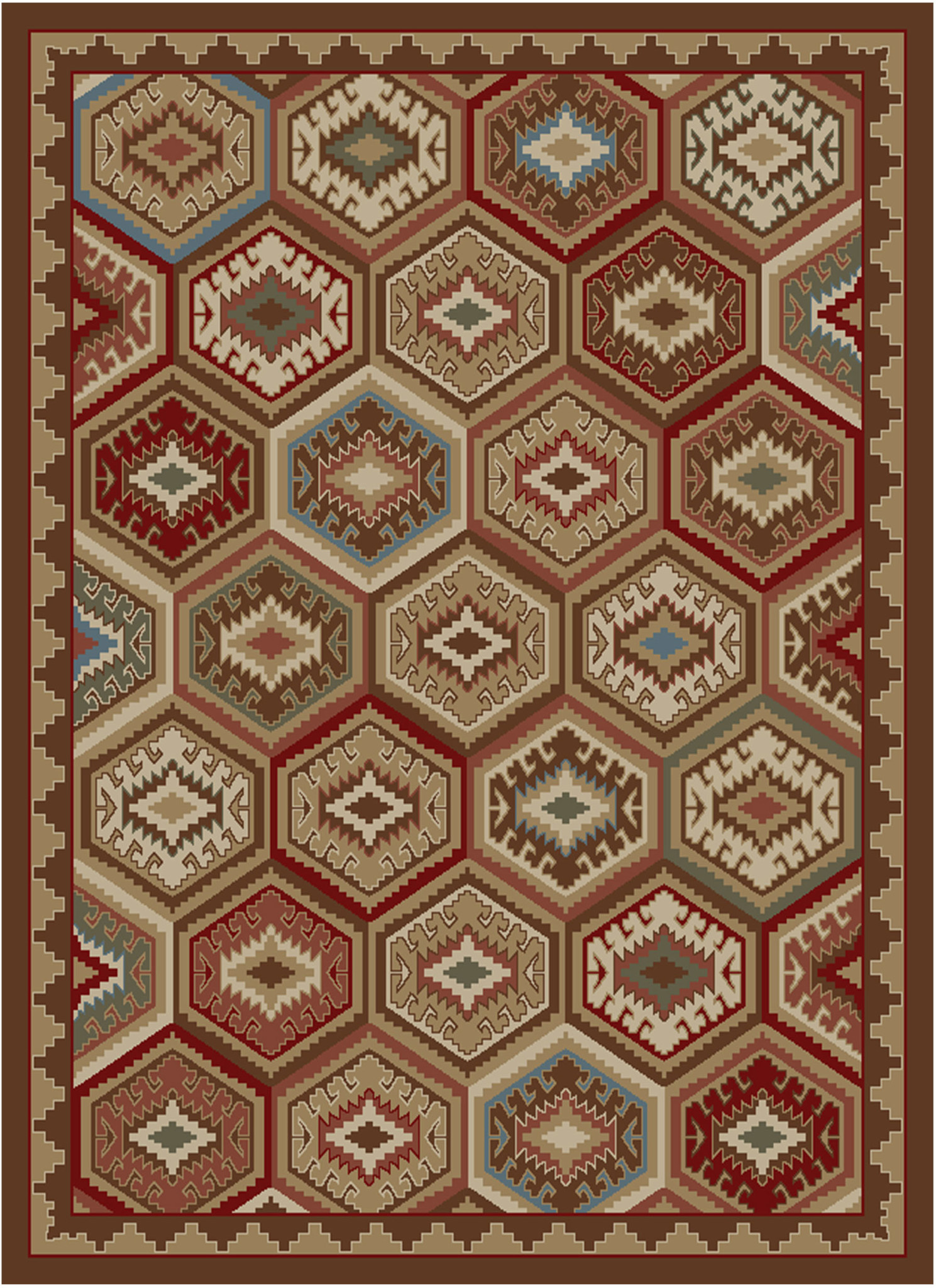 HEARTHSIDE LODGE QUILT BROWN 5X8 HS6748